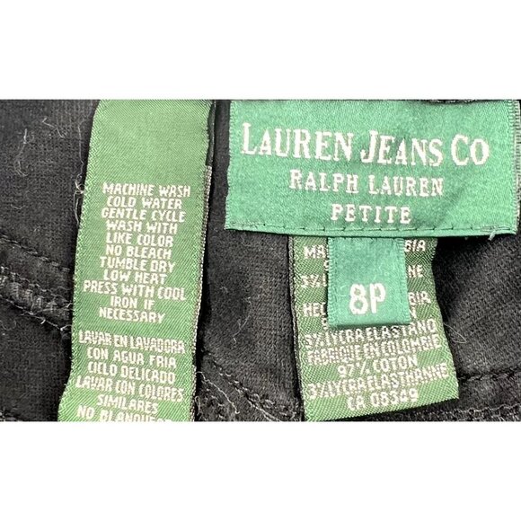 Ralph Lauren Petite Women's Jeans size 8p Black Stretch Straight Leg - Picture 2 of 6